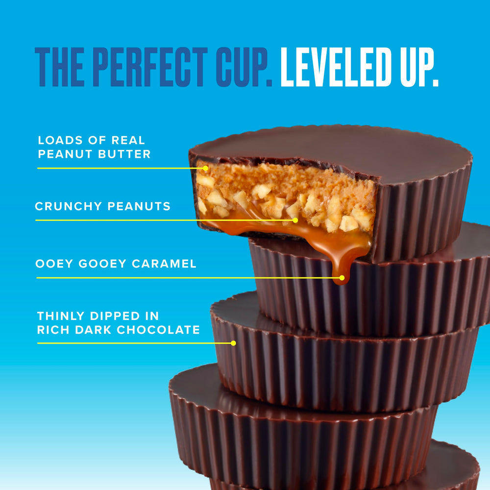 Resealable SkinnyDipped bag keeps cups fresh for on-the-go snacking.