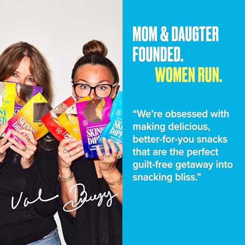 SkinnyDipped bites on-the-go scene suggest easy, satisfying snack moments.