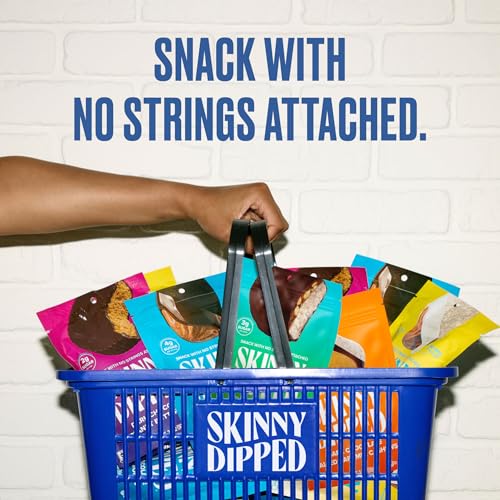 SkinnyDipped cups on shelf in a retail setting.