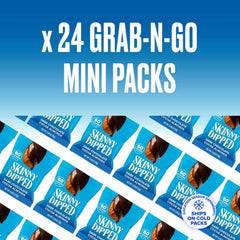 SkinnyDipped mini bag open, ready for a quick portion-controlled snack.