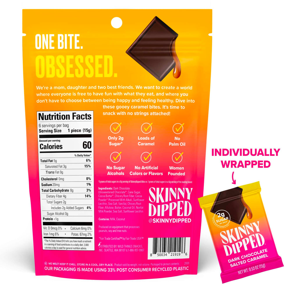 SkinnyDipped Dark Chocolate Cocoa, rich cocoa flavor in a thin shell