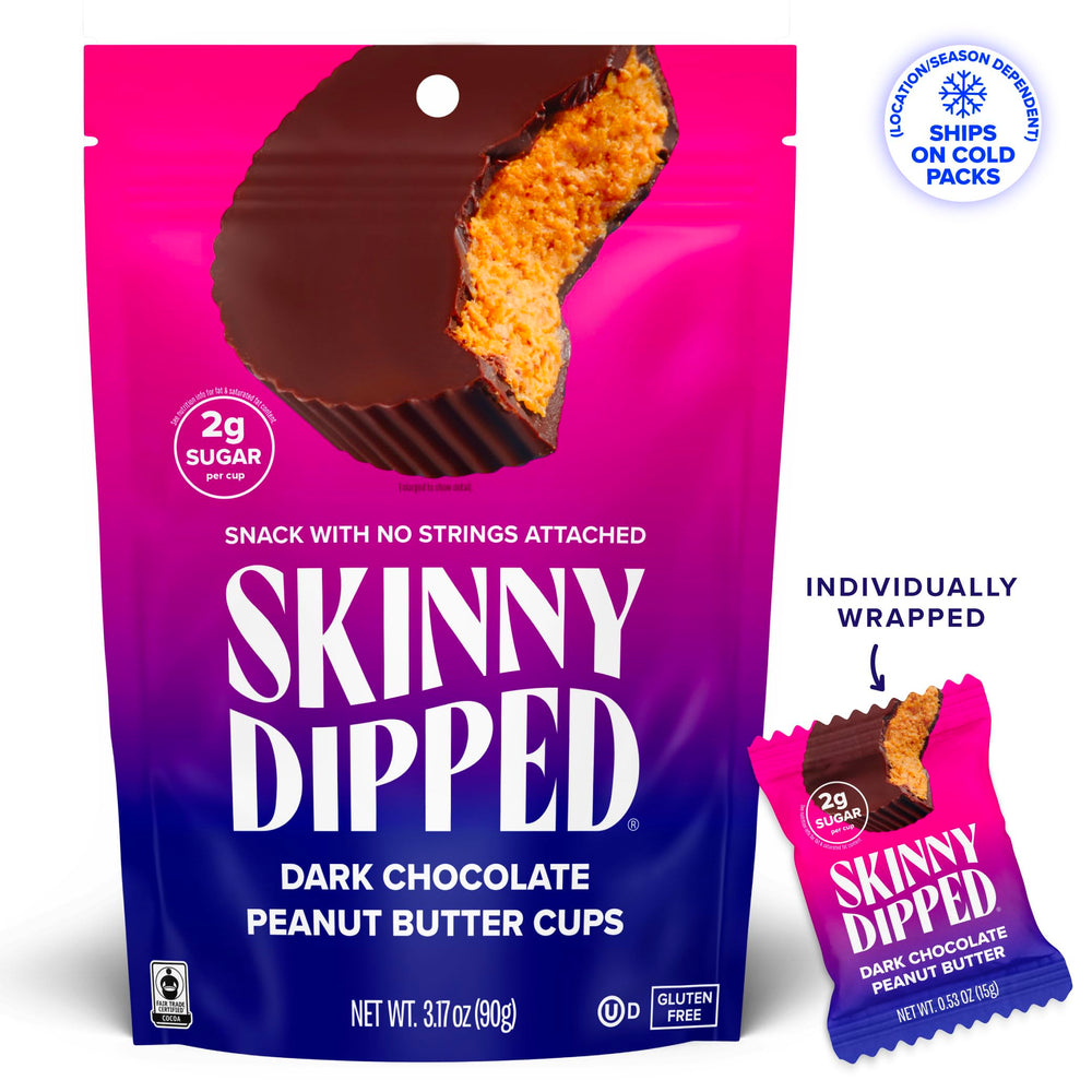 SkinnyDipped four-pack bags ready for sharing.
