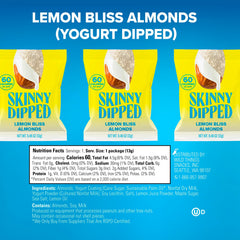 SkinnyDipped Lemon Bliss Almonds mini-pack side view ideal for lunchboxes.