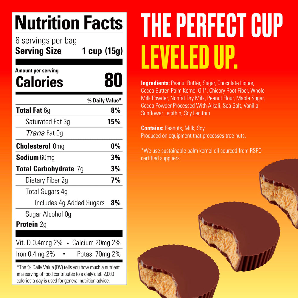 SkinnyDipped peanut butter cup interior showing creamy filling.