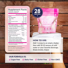Scoop pouring SkinnyFit powder into a glass for hydration.