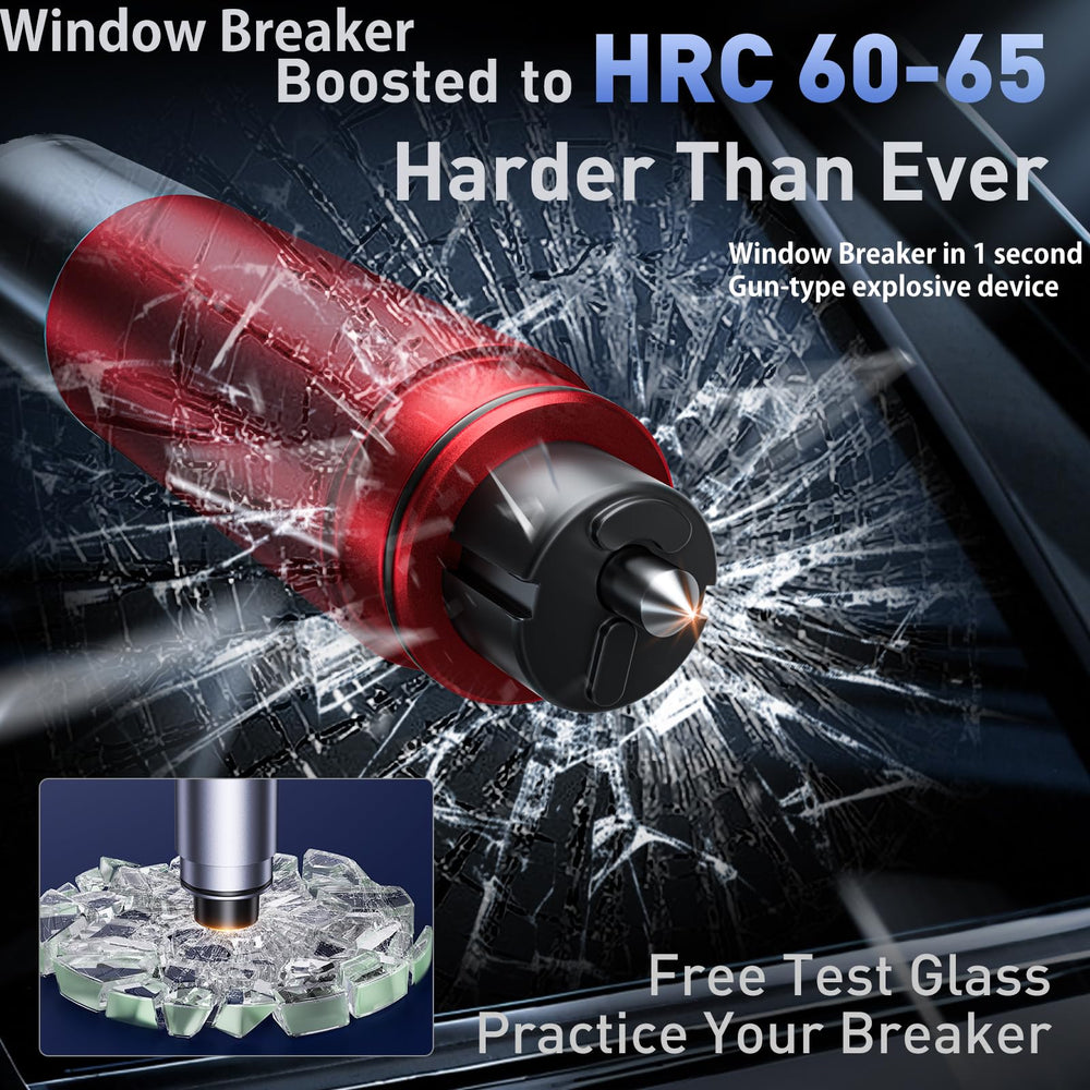 Skinnyon window breaker with tungsten head and transparent lid for easy access.