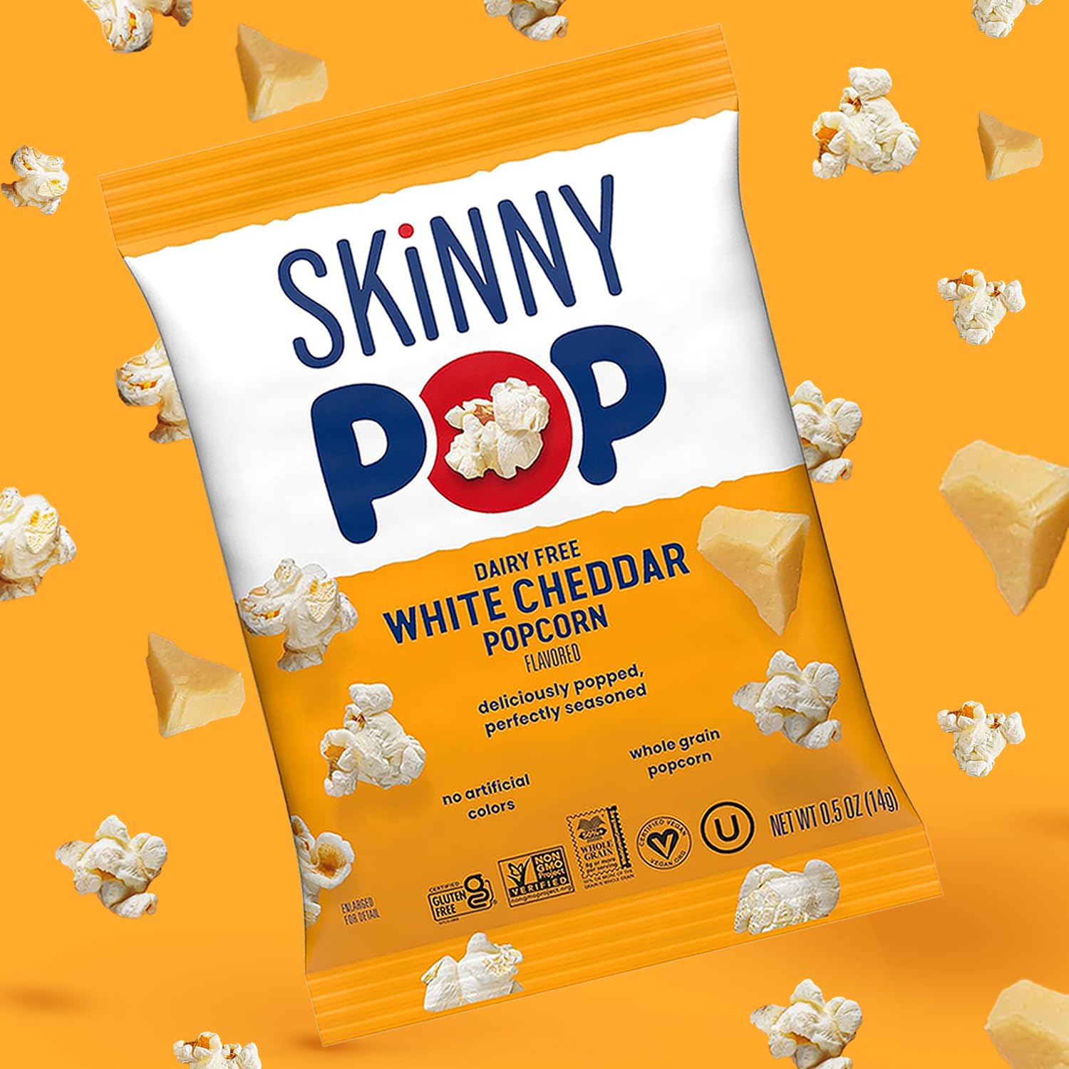 SkinnyPop lunchbox idea with popcorn bags inside a lunchbox.