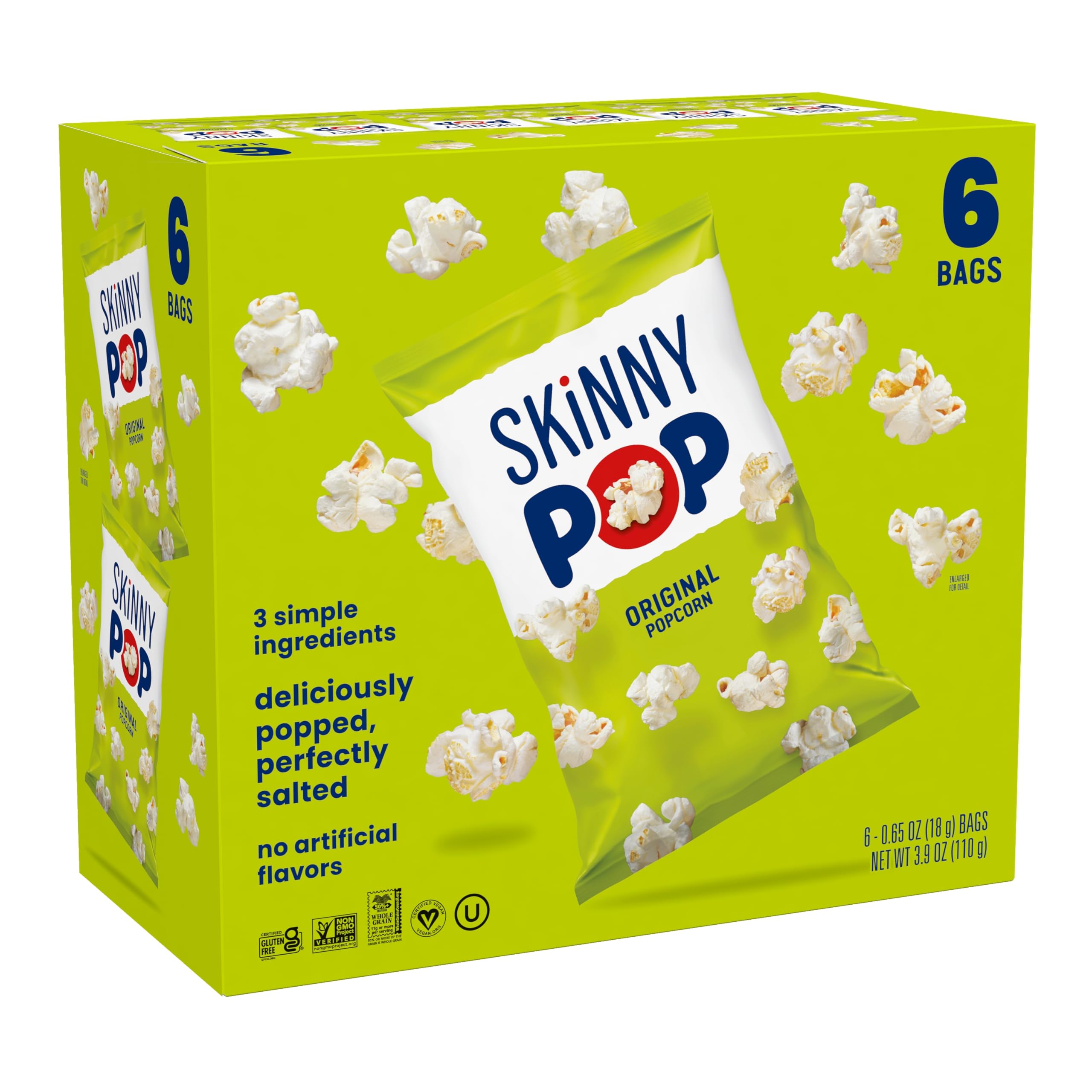SkinnyPop Original kid-friendly lunchbox snack option.