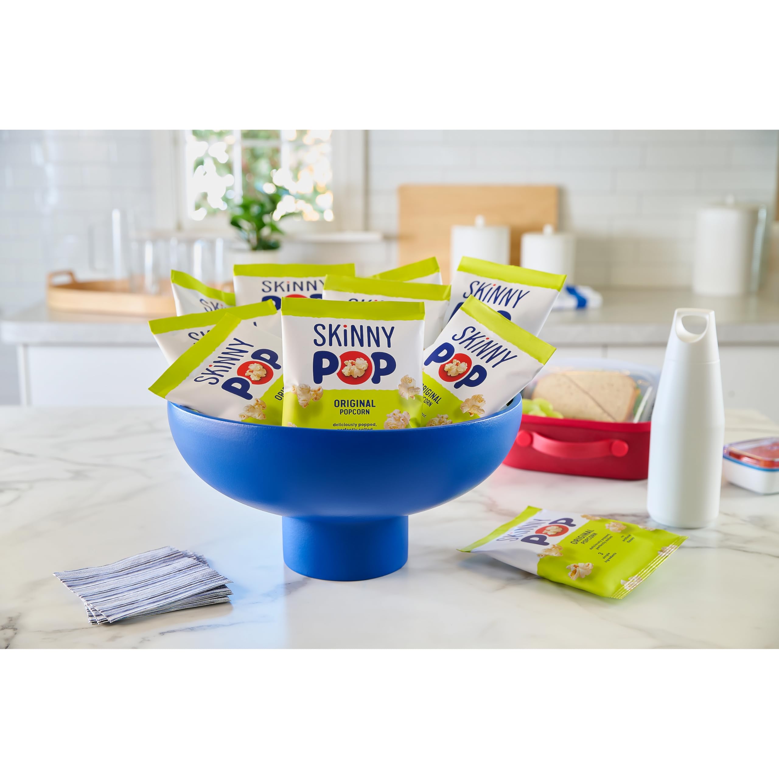 SkinnyPop salted popcorn served in a bowl invites sharing and movie nights.