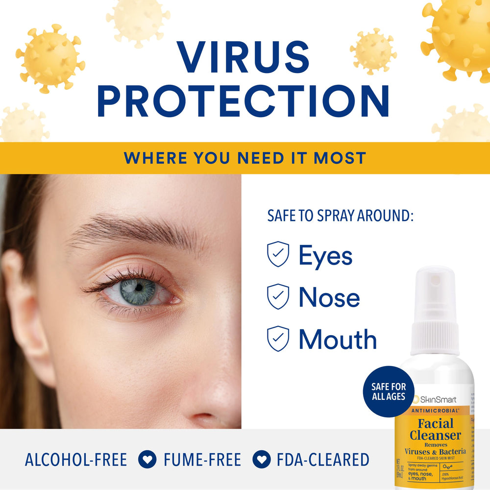 SkinSmart Antimicrobial 2oz bottle shown as a portable hygiene solution.