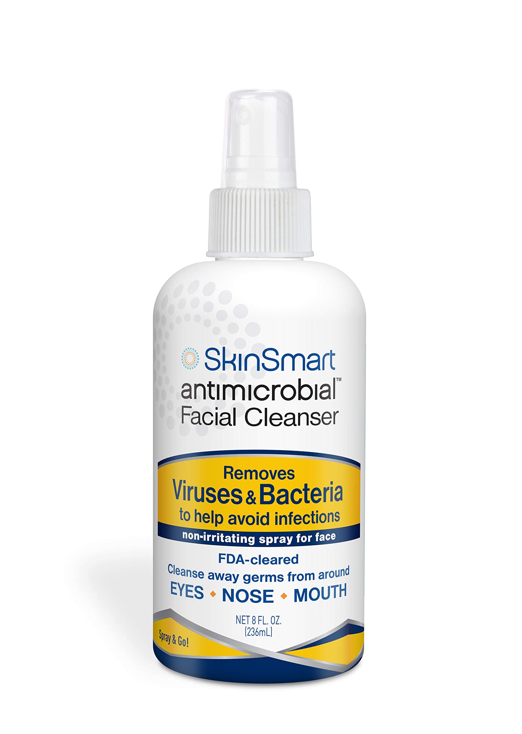 SkinSmart Antimicrobial facial spray around eyes-nose-mouth provides everyday protection from germs.