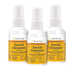 SkinSmart Antimicrobial facial cleanser spray bottle for on-the-go germ defense.