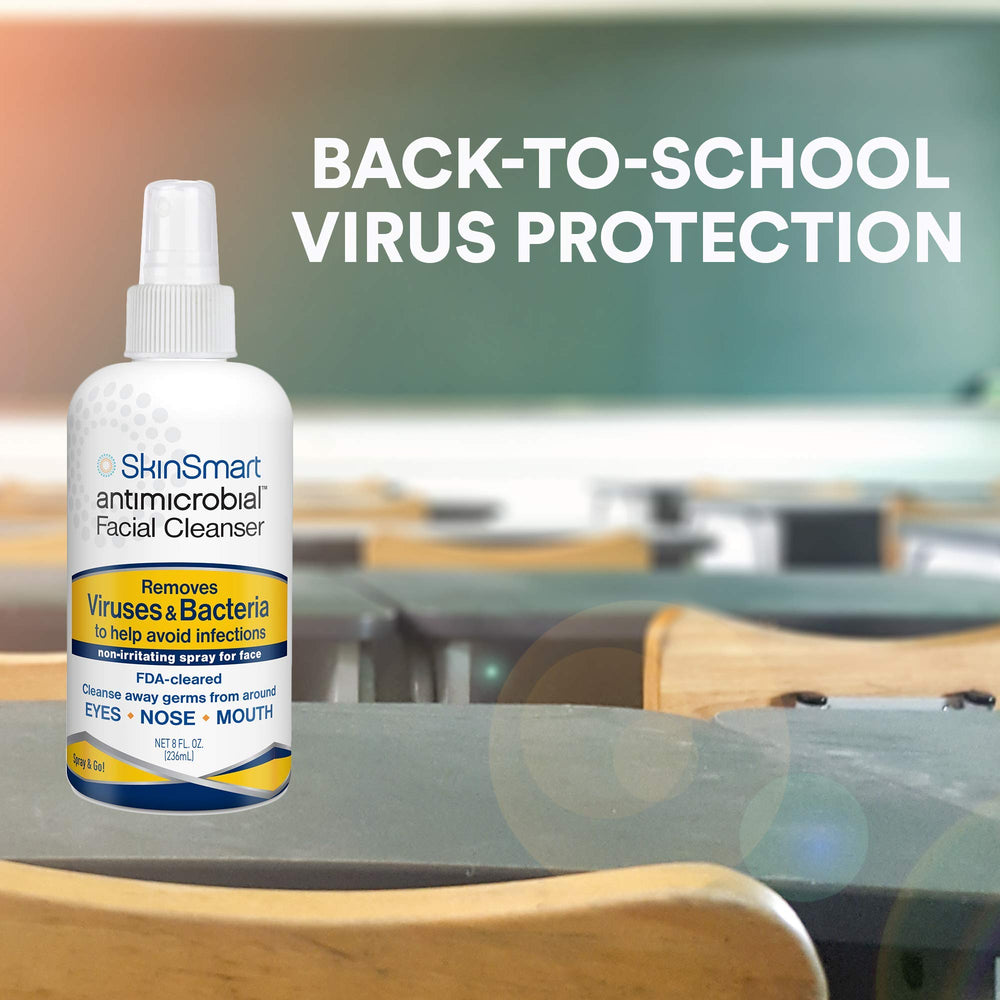 SkinSmart Antimicrobial maskne-prevention spray helps skin stay comfortable while wearing a mask.