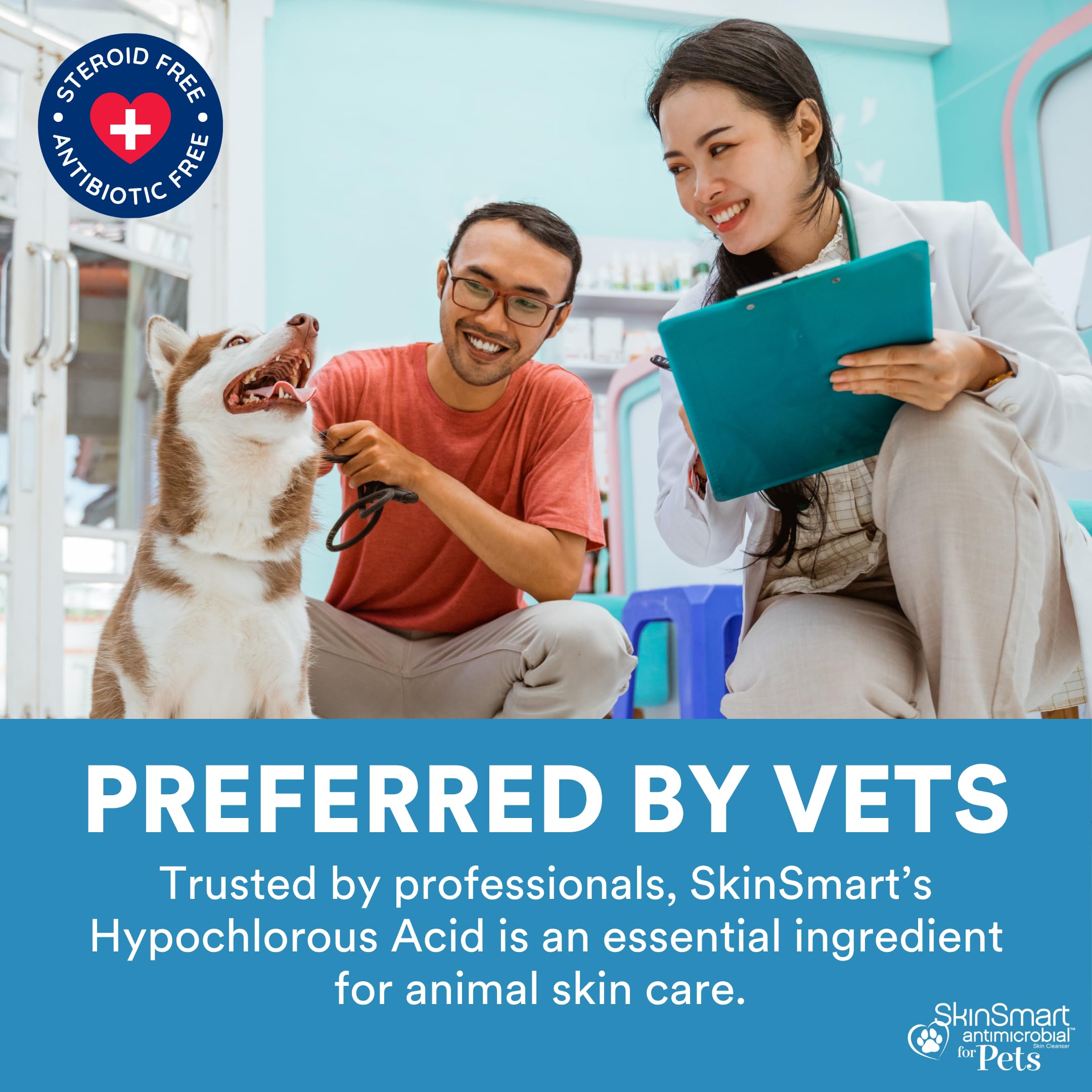 SkinSmart Antimicrobial spray relieves itch and deodorizes skin.