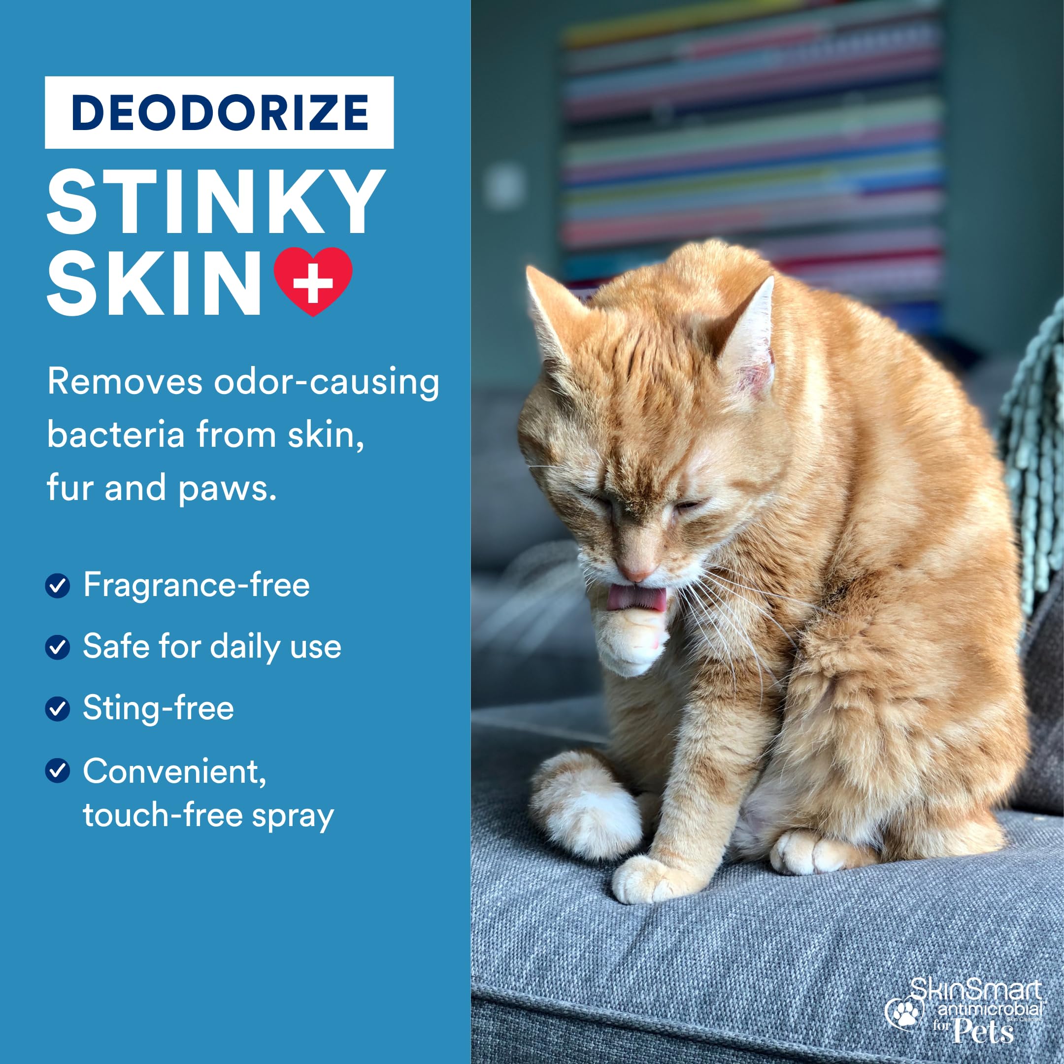 SkinSmart safe-if-licked label shows pet-friendly formula with no steroids.