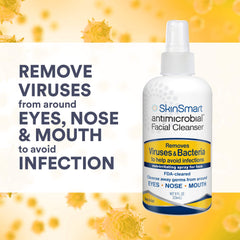 SkinSmart Antimicrobial safe-ingredients with hypochlorous for gentle cleansing.