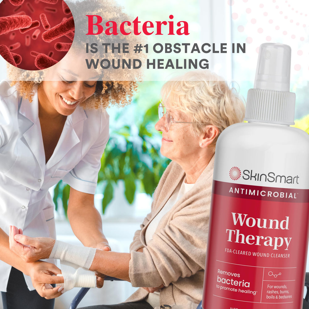 SkinSmart Antimicrobial Wound Therapy closeup on bottle cap for precise, clean application