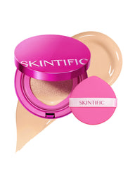 SKINTIFIC Cover Glow Perfect Cushion compact promotes a natural radiant finish in a sleek case.