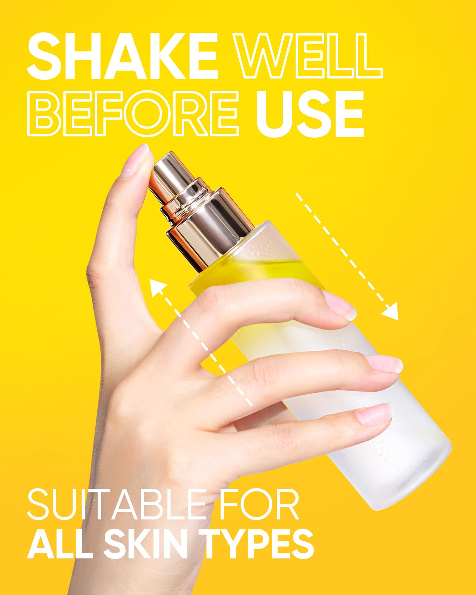 Skintific Radiance Booster Serum Spray shows shake-to-activate process