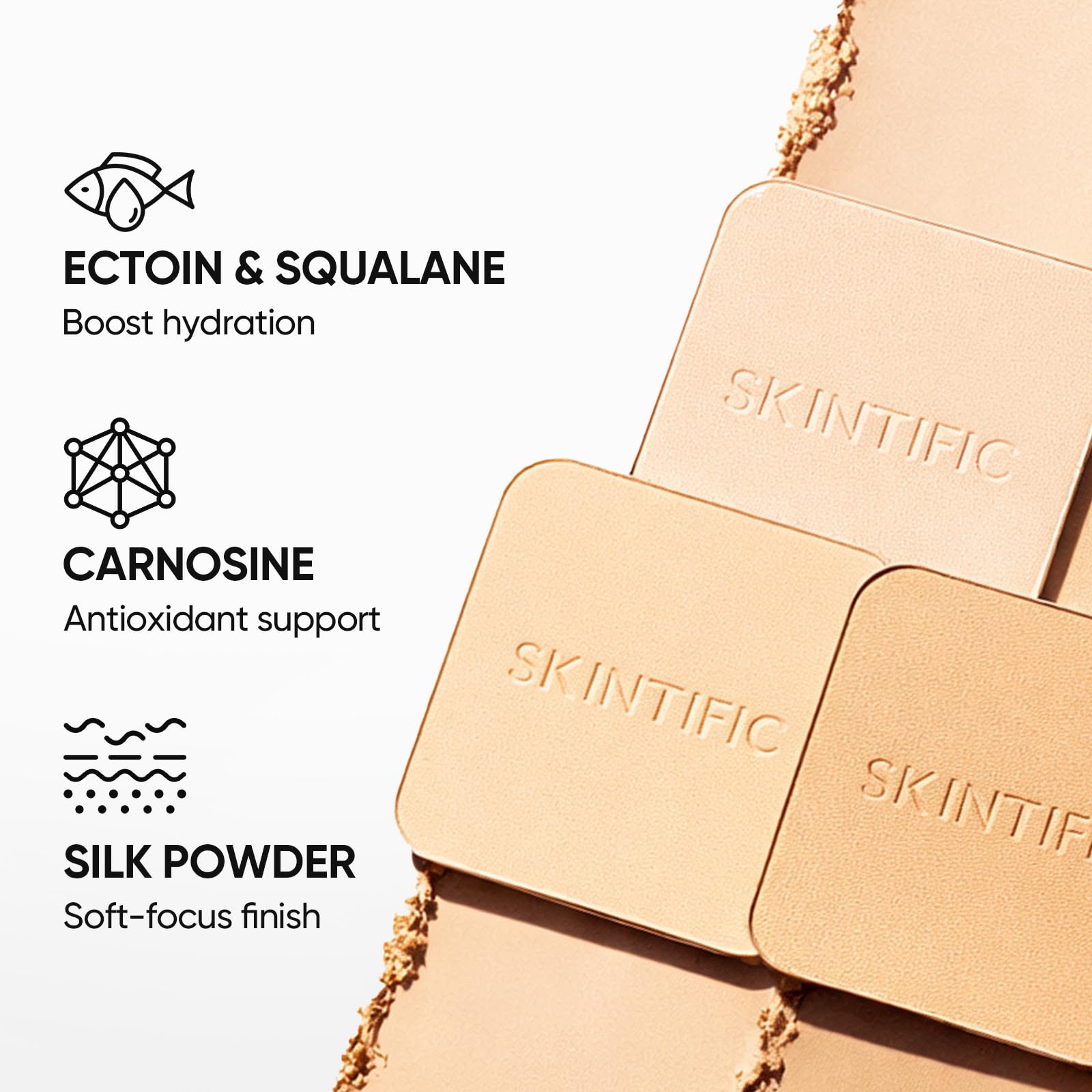 Oil-control effect shown as minimal shine over time with SKINTIFIC powder