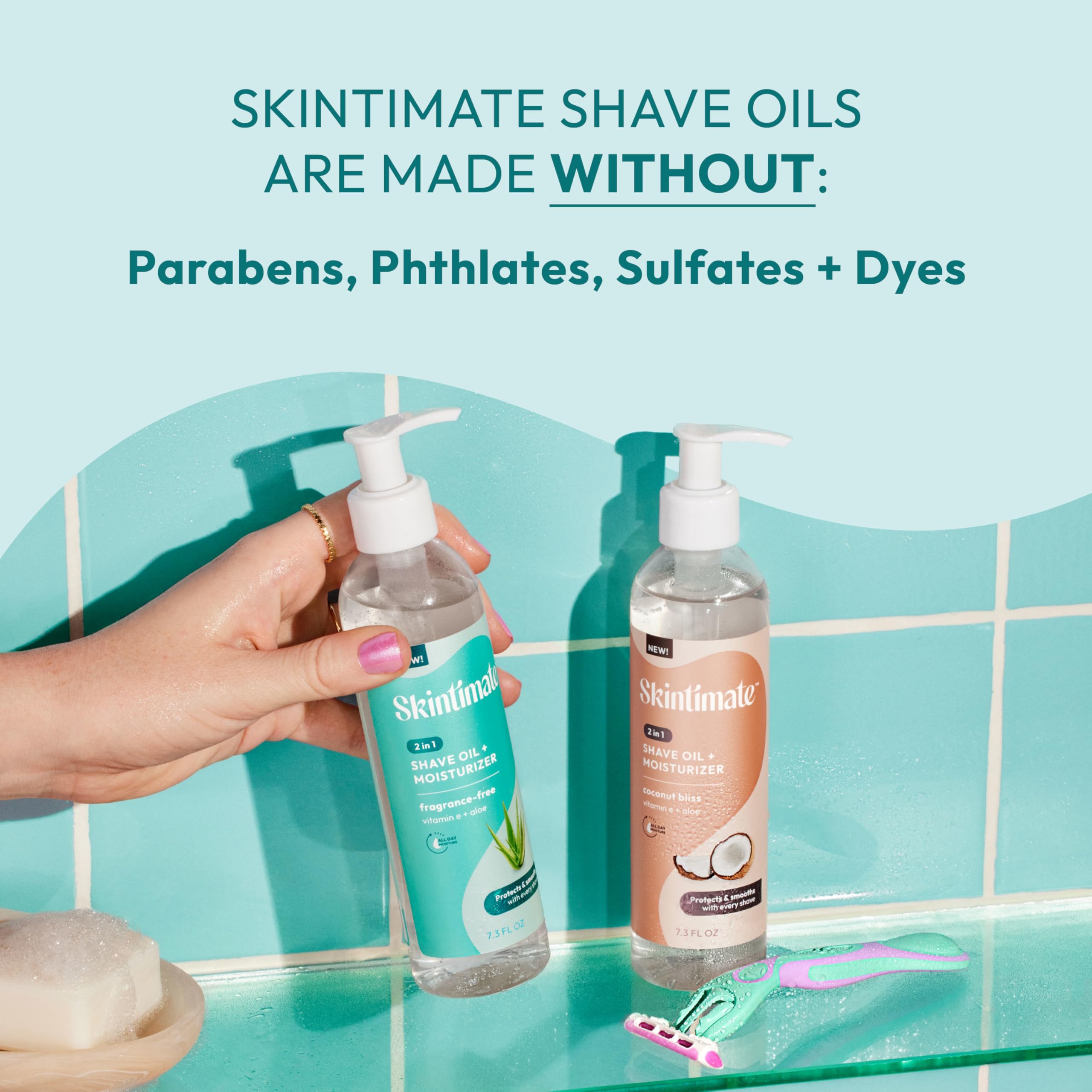 Shave oil protects bikini area with gentle lubrication.