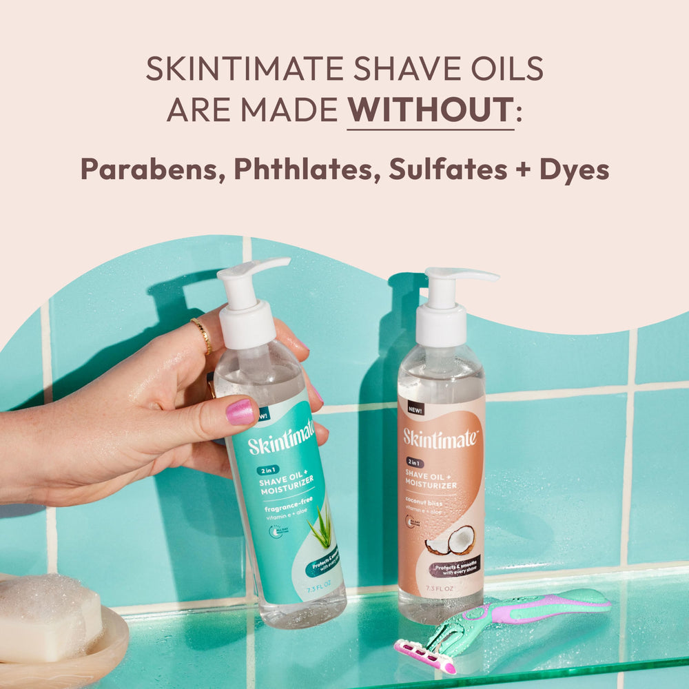 Bikini-area use with Skintimate Coconut Bliss for safe, comfortable glide