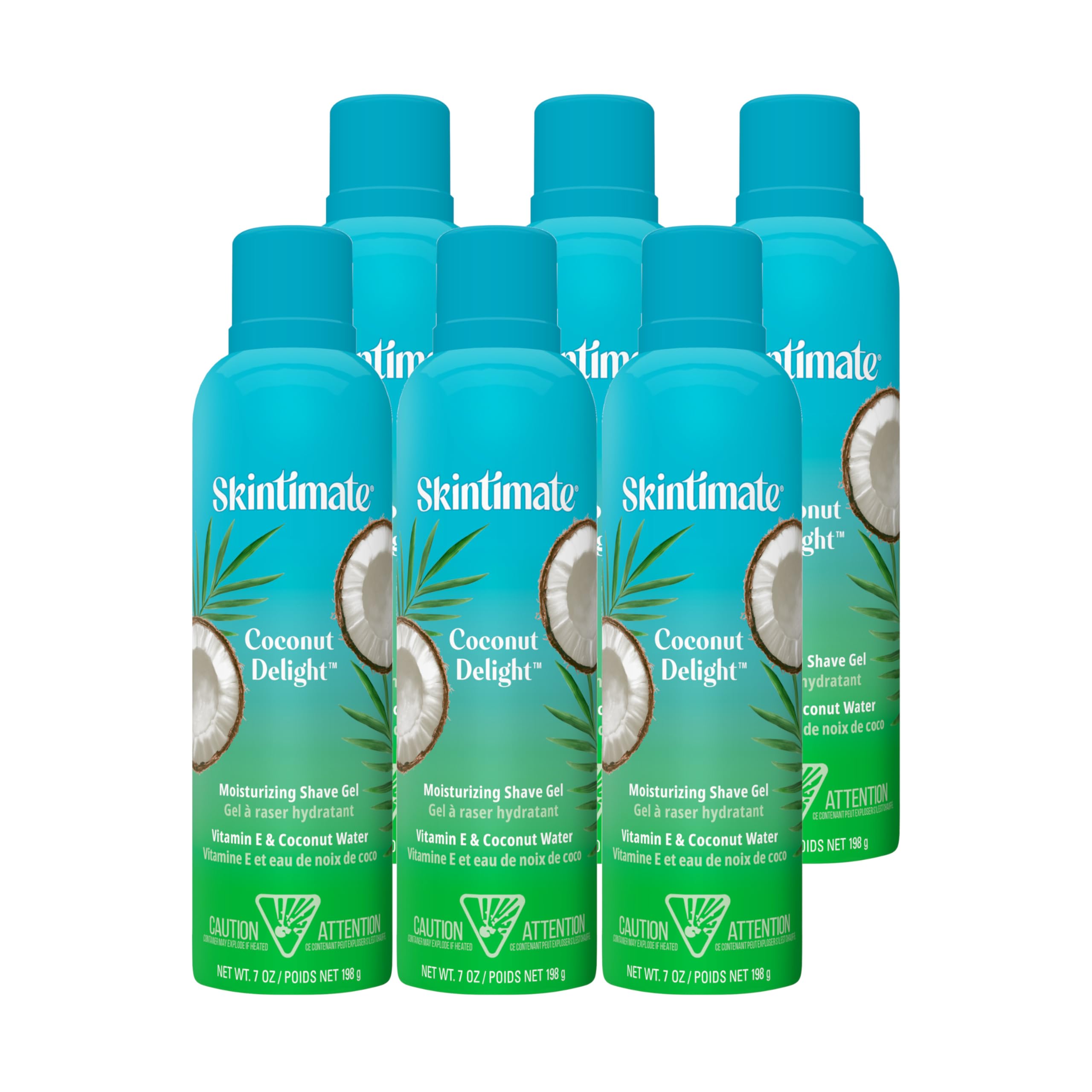 Skintimate Coconut Delight shave gel tube front with hydrating formula for a smooth shave.