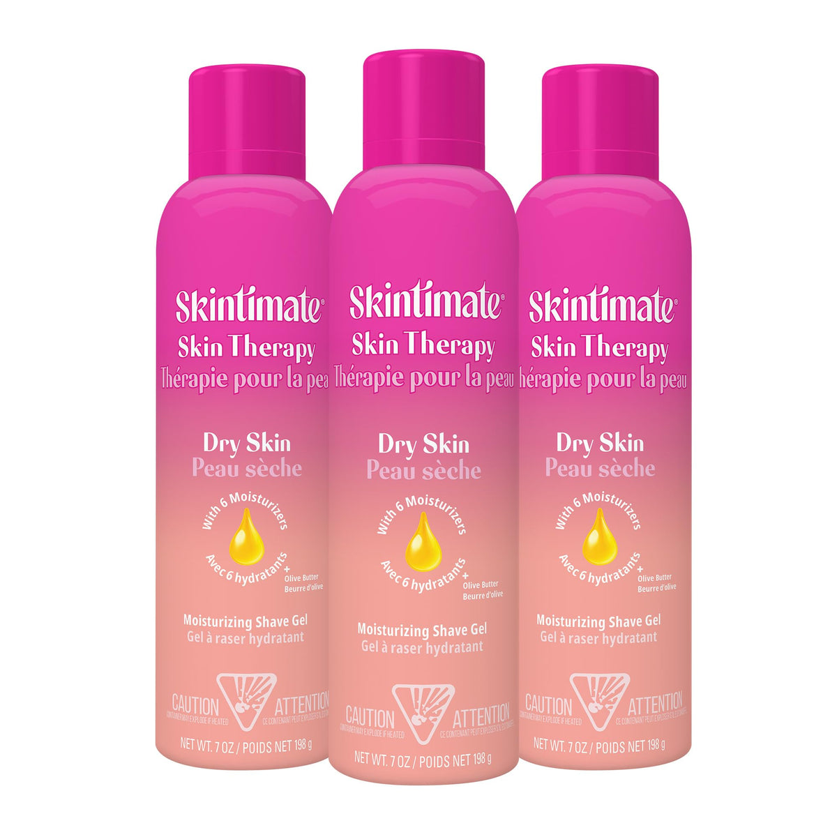 Skintimate Skin Therapy 3-pack bottle shown on shelf with rich moisture for a comfortable shave.
