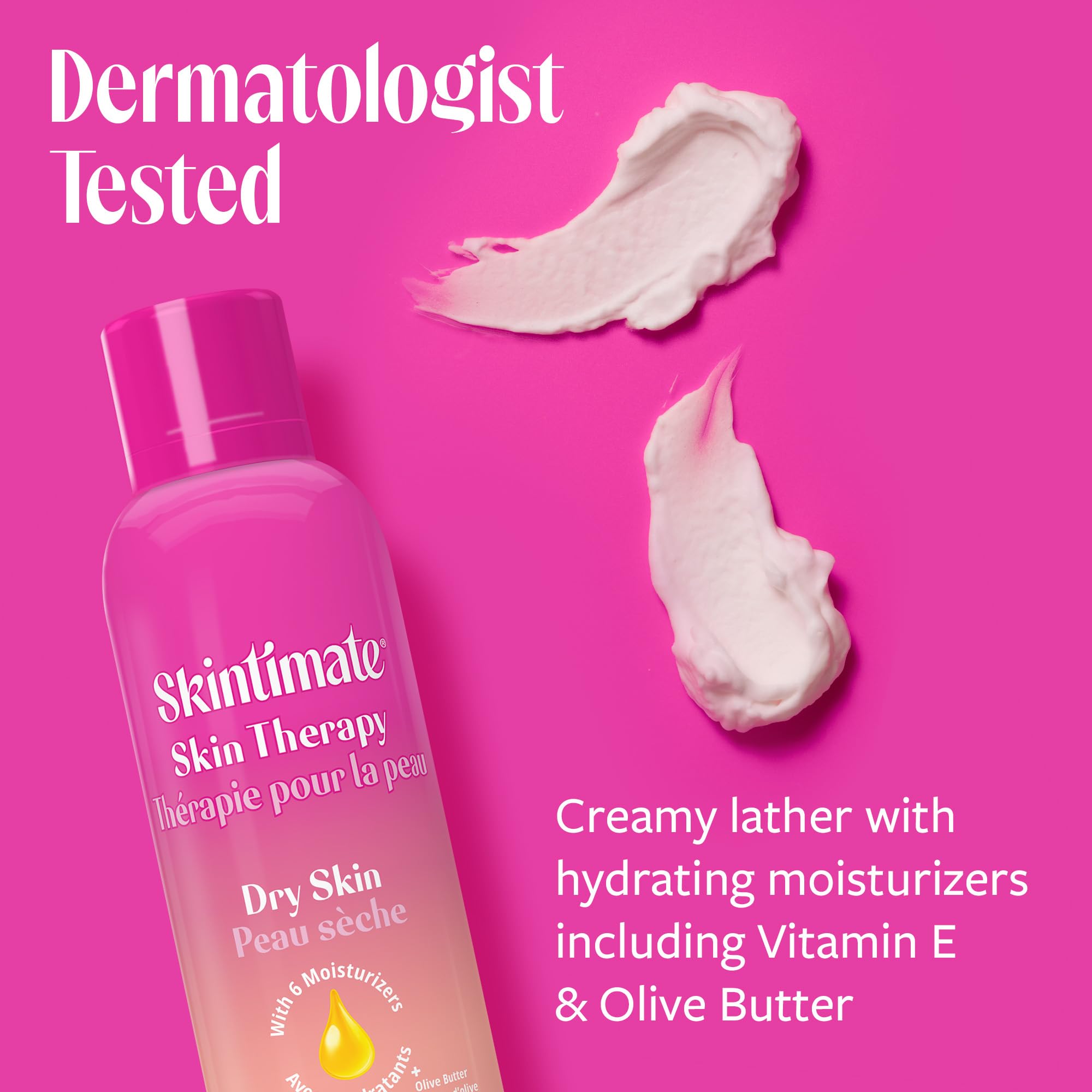 Close-up of Skintimate Skin Therapy gel demonstrates creamy lather for close, irritation-free shaving.