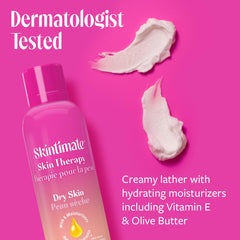 Close-up of Skintimate Skin Therapy gel demonstrates creamy lather for close, irritation-free shaving.