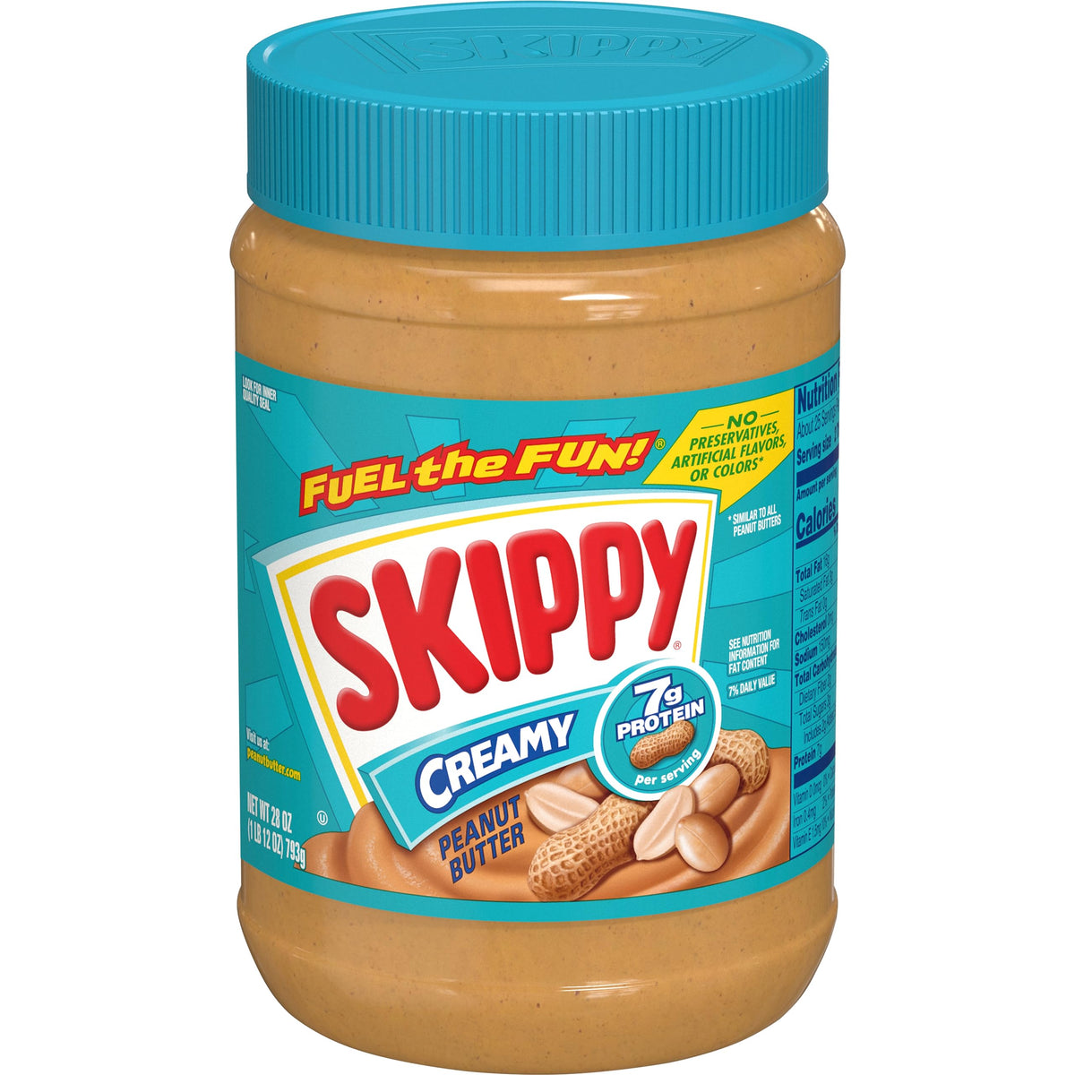 SKIPPY Creamy Peanut Butter jar with toast illustrating a quick, tasty breakfast