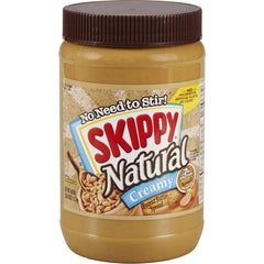 SKIPPY Natural Creamy Peanut Butter jar with real roasted peanuts.