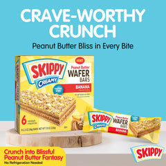 SKIPPY real banana fruit pieces complement the peanut butter for a fruity bite.