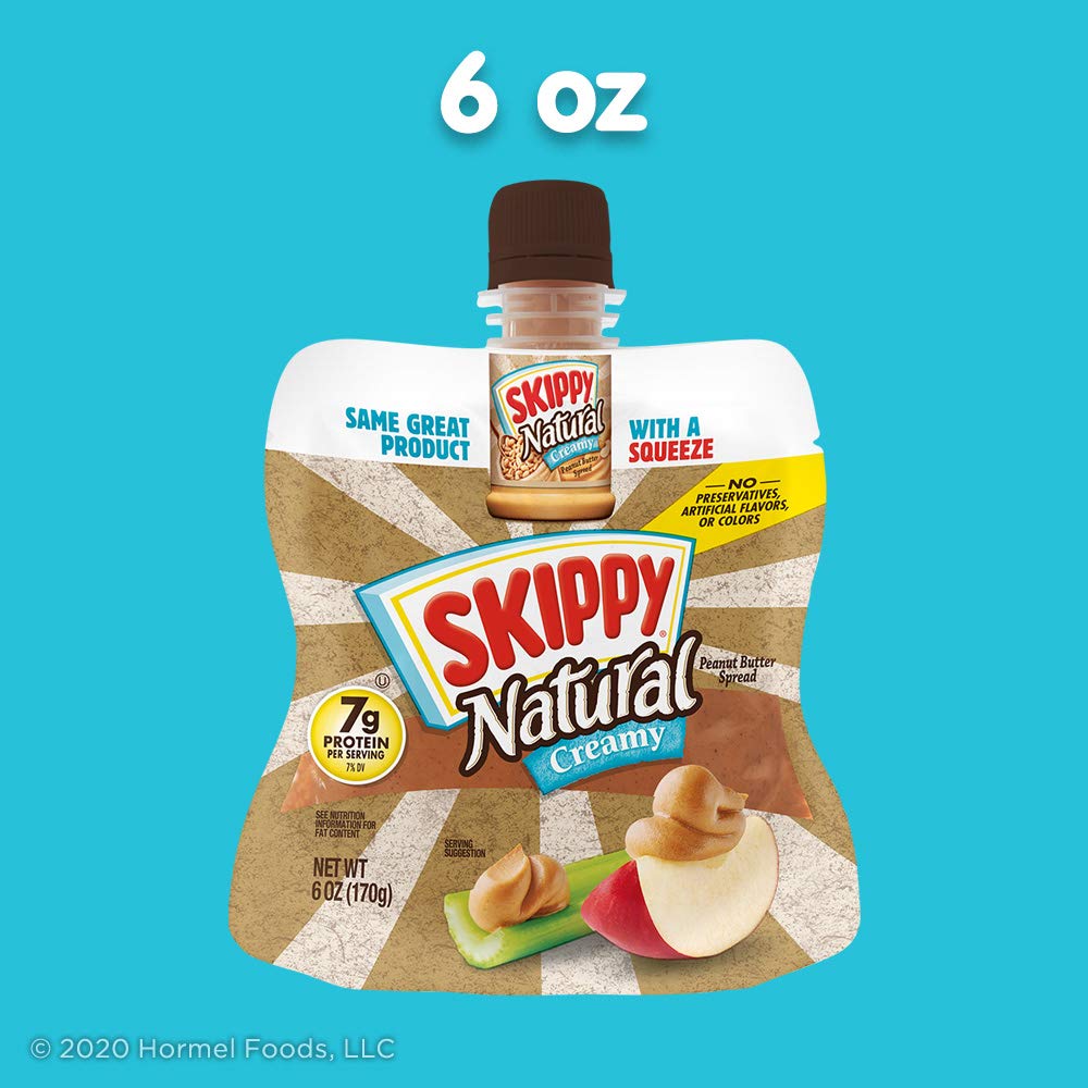 SKIPPY Squeeze 7g protein per serving in a compact pack.