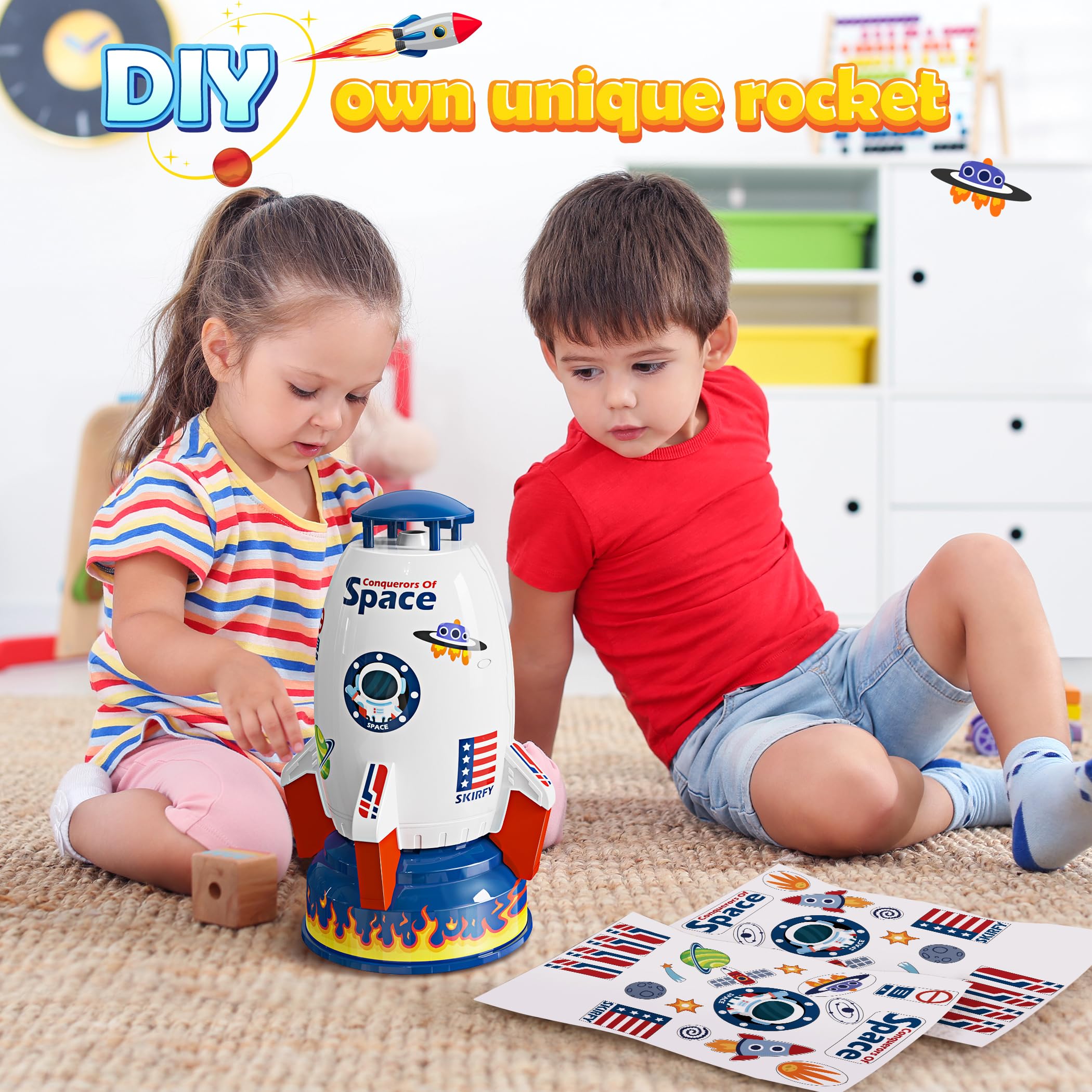 Skirfy Sprinkler Rocket Launcher demonstrates 360° water spray for active games.