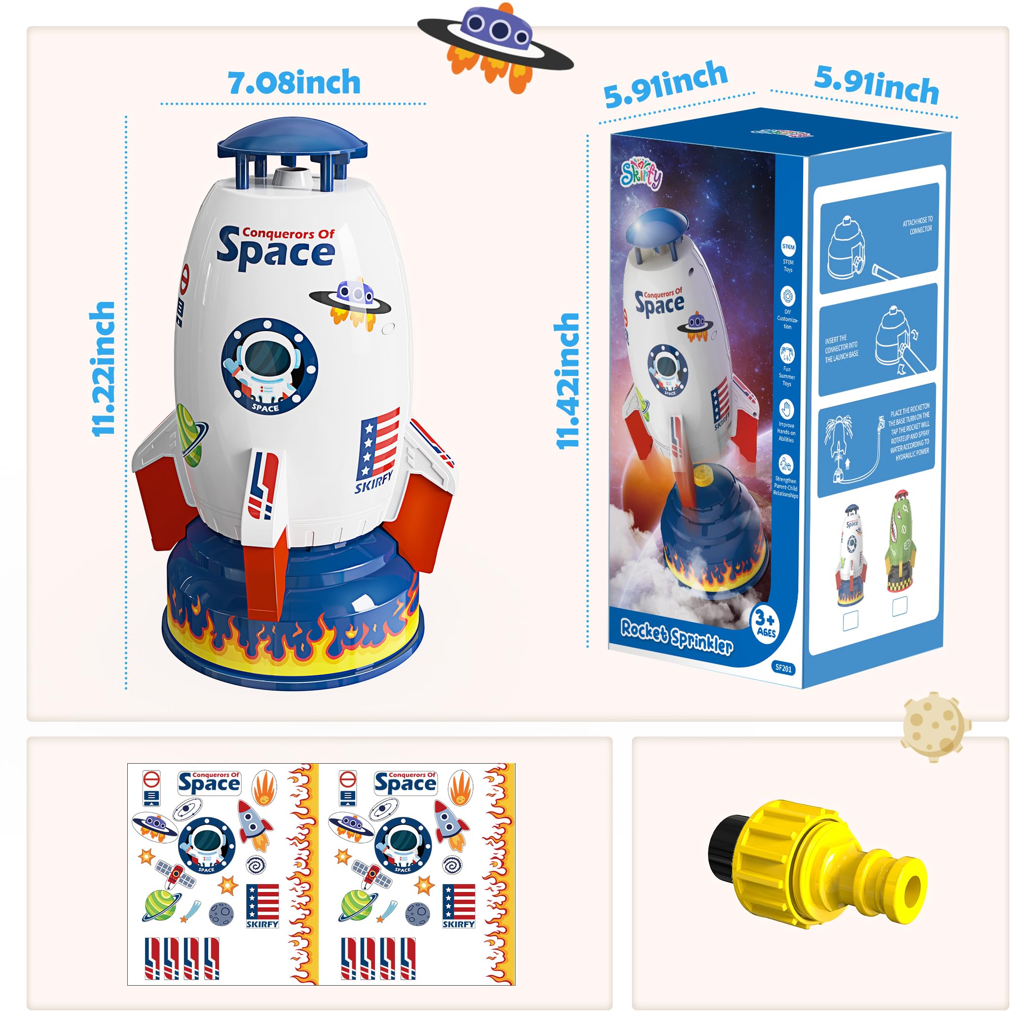 Skirfy Sprinkler Rocket Launcher cartoon stickers personalize the rocket.