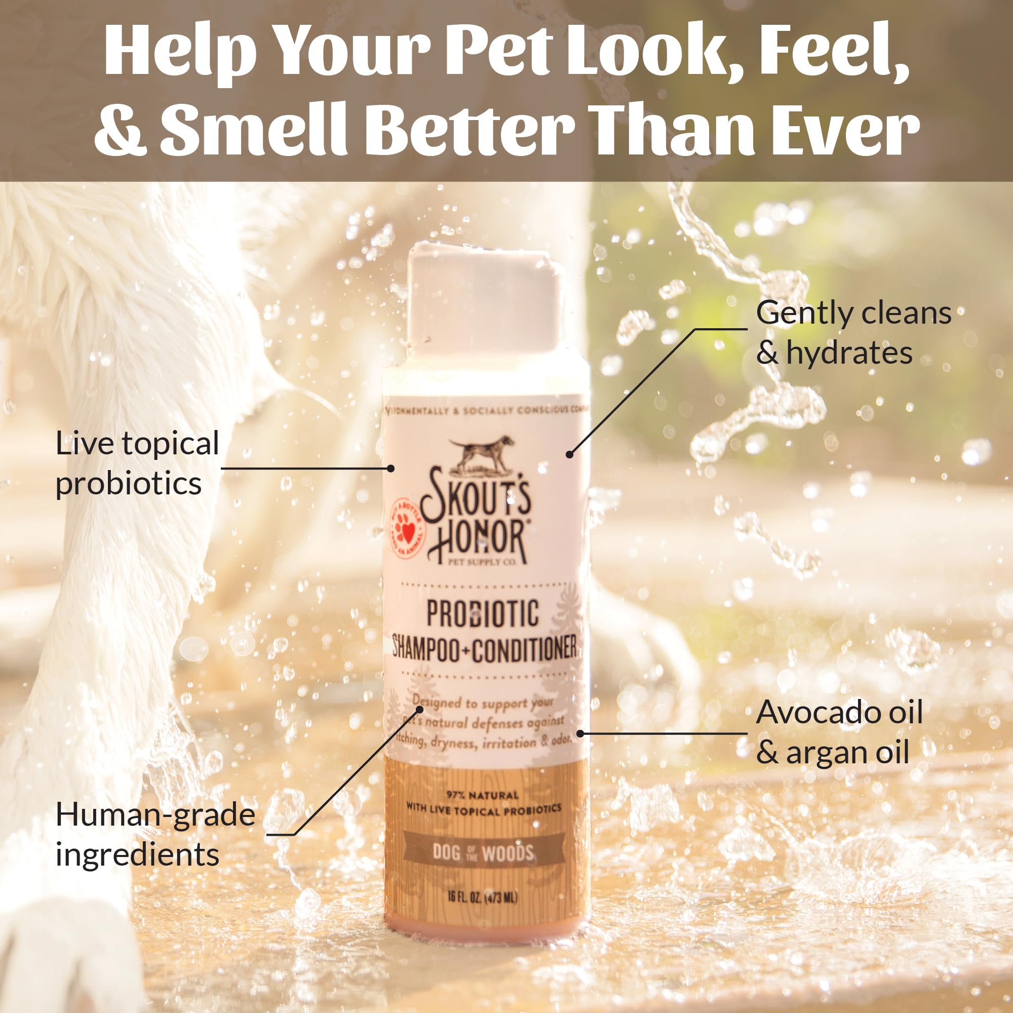 Coat defense shampoo bottle emphasizes gentle cleansing for irritated skin