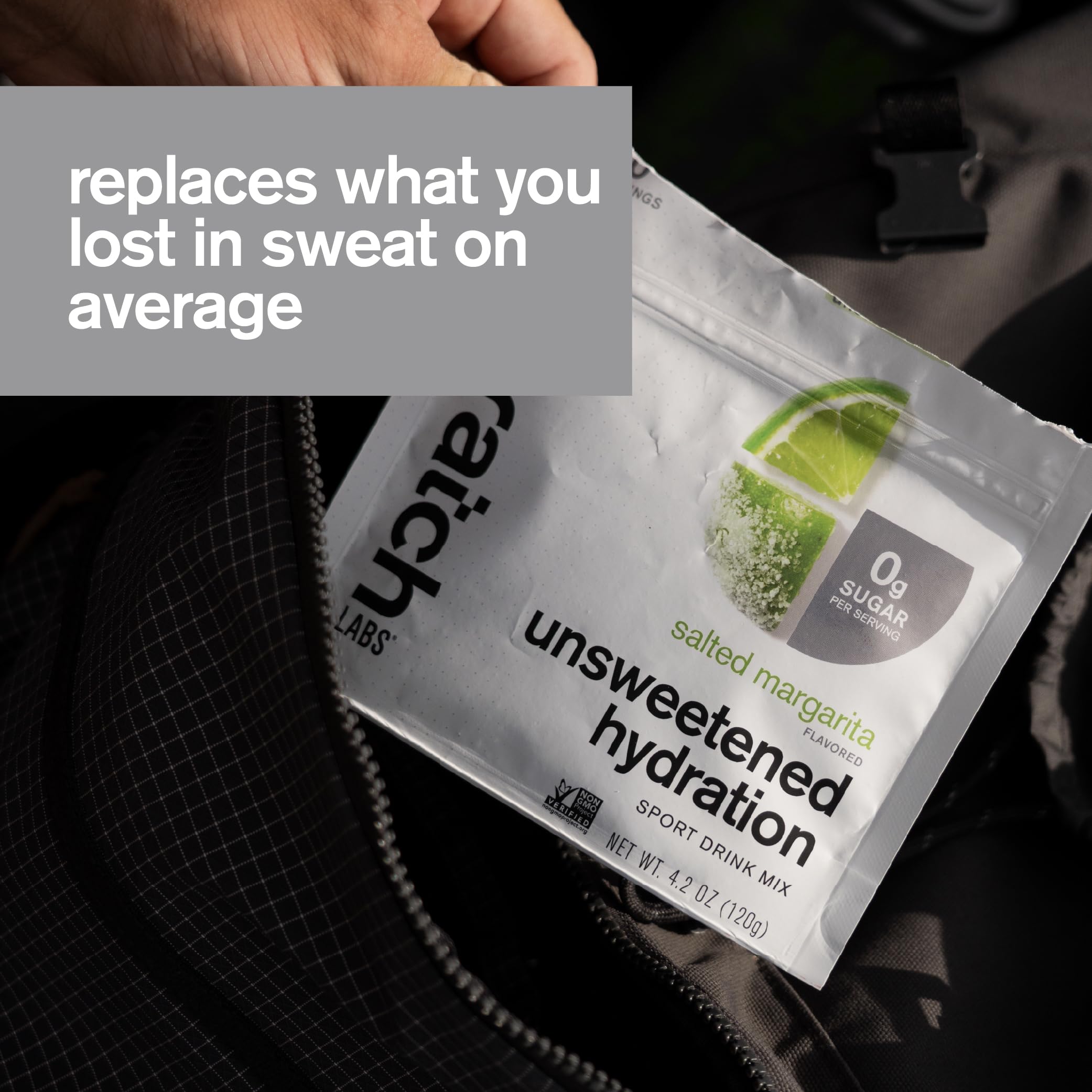 Skratch Labs Unsweetened Hydration with real fruit flavor notes for a refreshing, sugar-free sip.