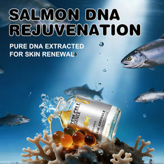 SKSOYT Salmon DNA Serum with derma roller setup demonstrating at-home microneedling use.