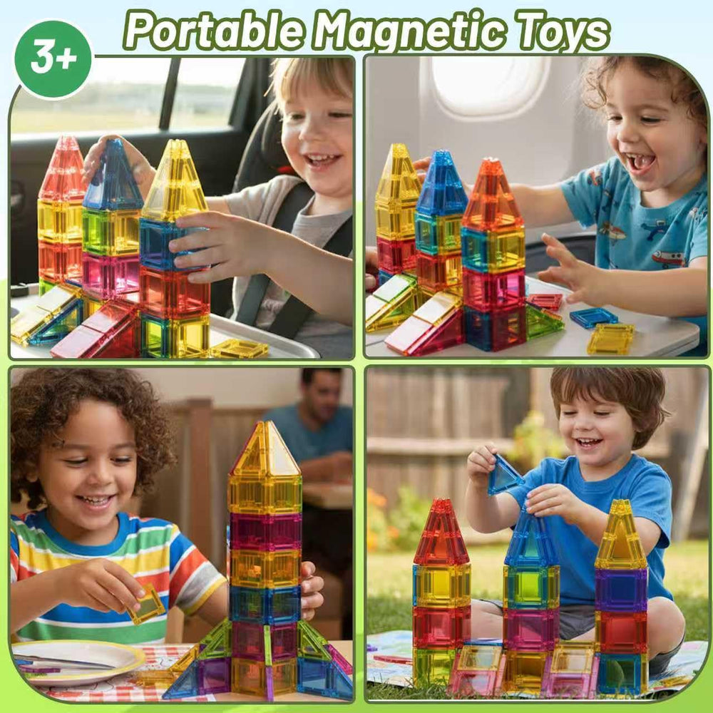 SKTMYY mini magnetic tiles show creative 3D forms during car trips