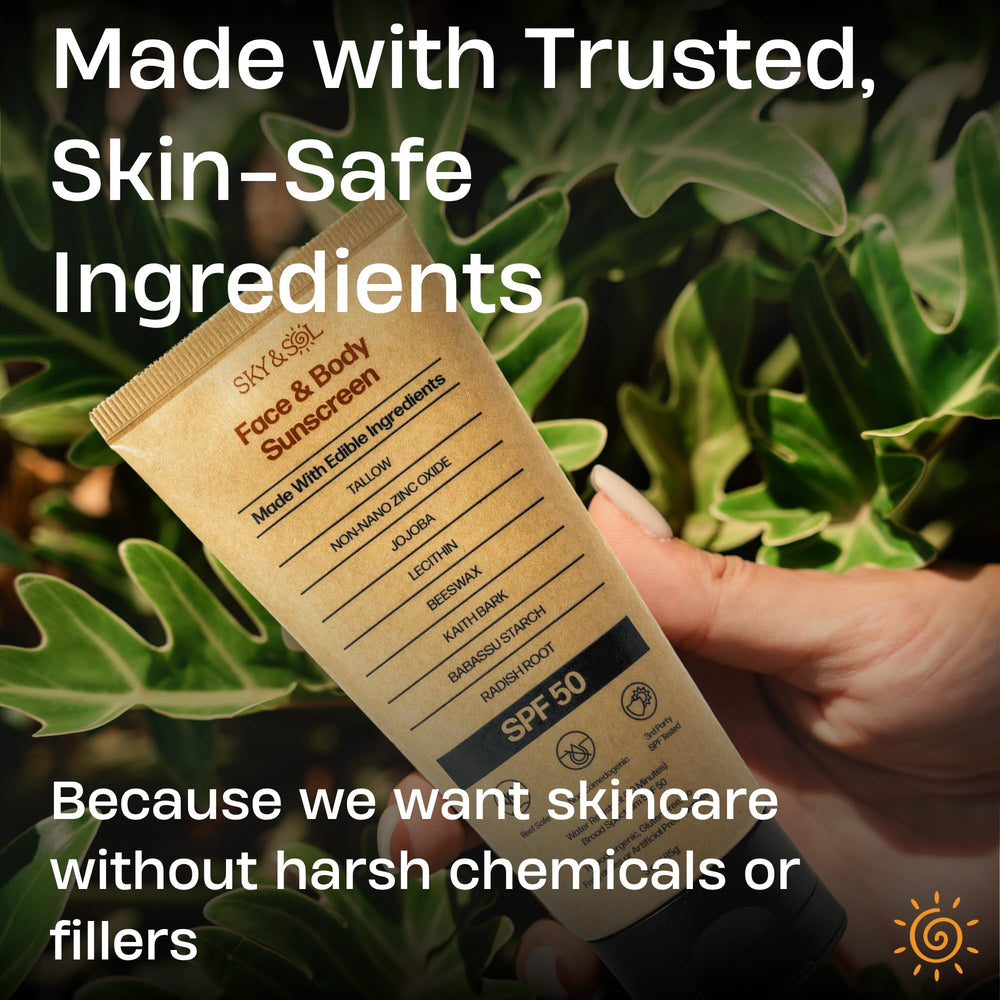Beef tallow ingredient visualization in Sky and Sol sunscreen.