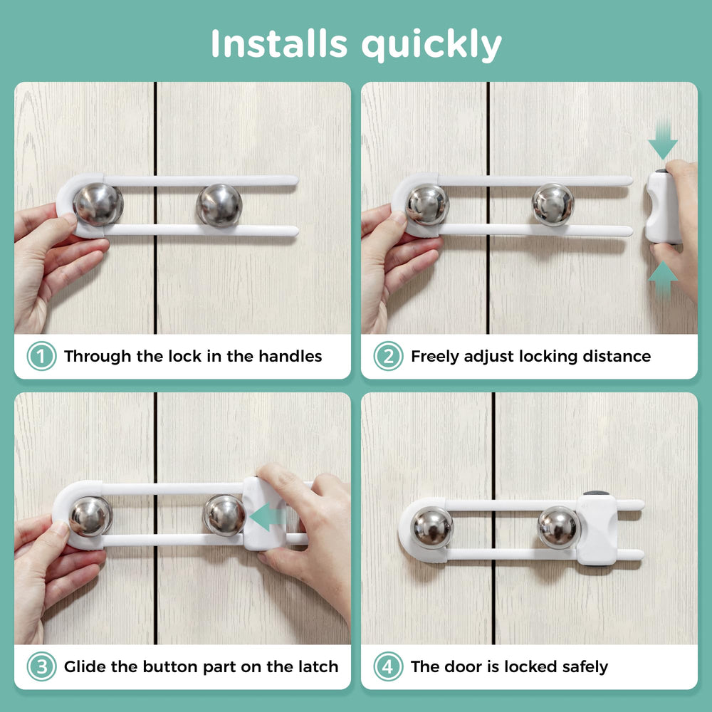 Skyla Homes lock used in pantry setup for childproofing essentials.