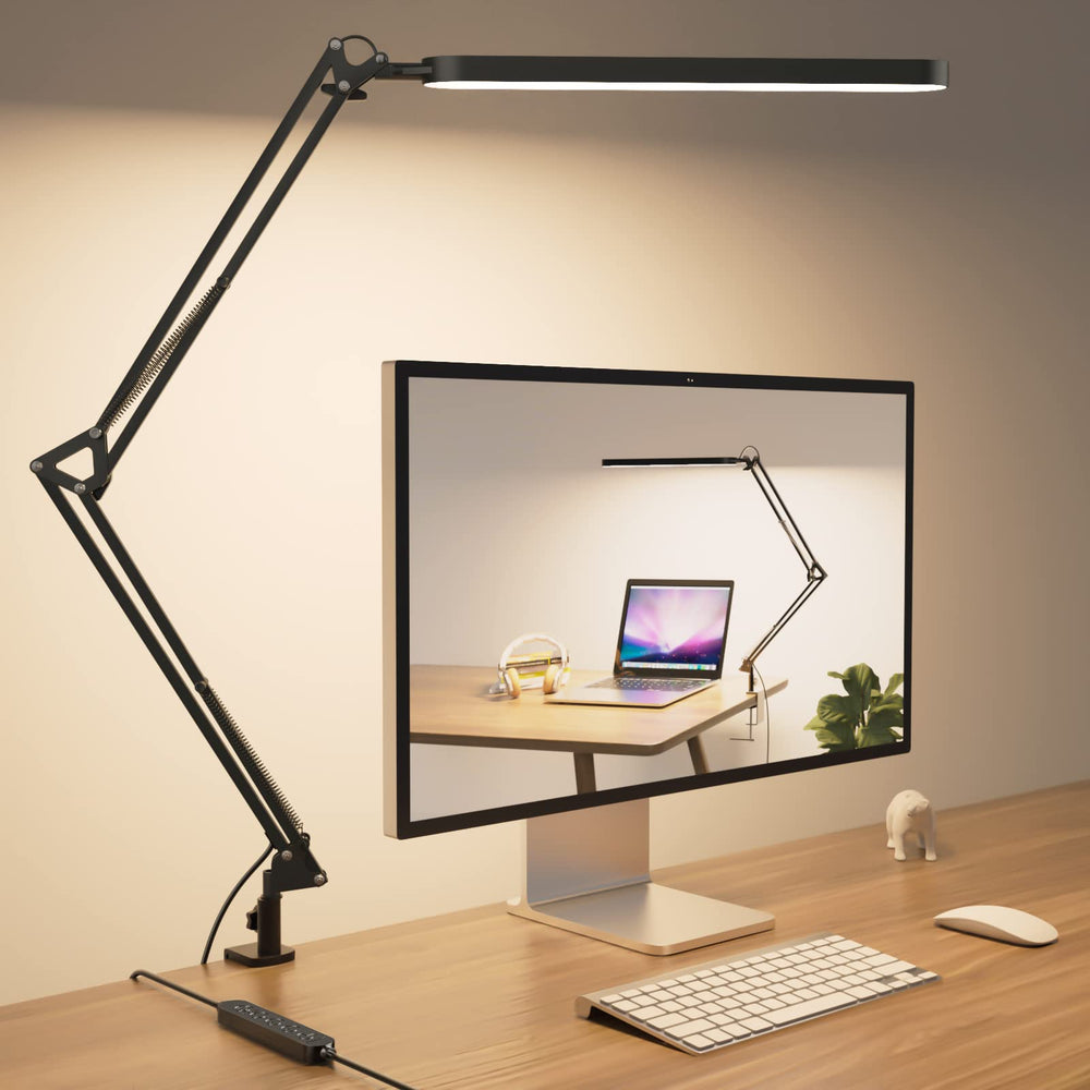 SKYLEO desk lamp with extended swing arm for versatile, glare-free desk lighting.