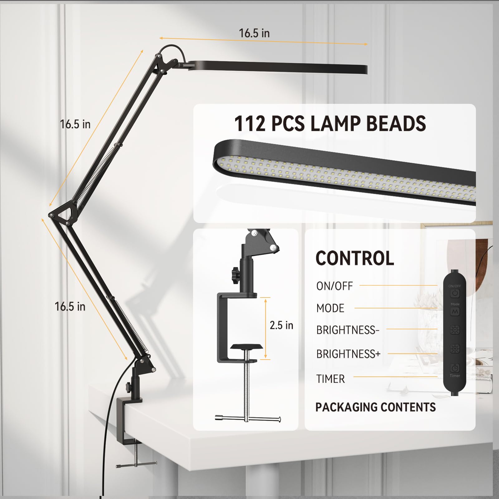 SKYLEO desk lamp offers 5 color modes for focused work, reading, or relaxing ambiance.