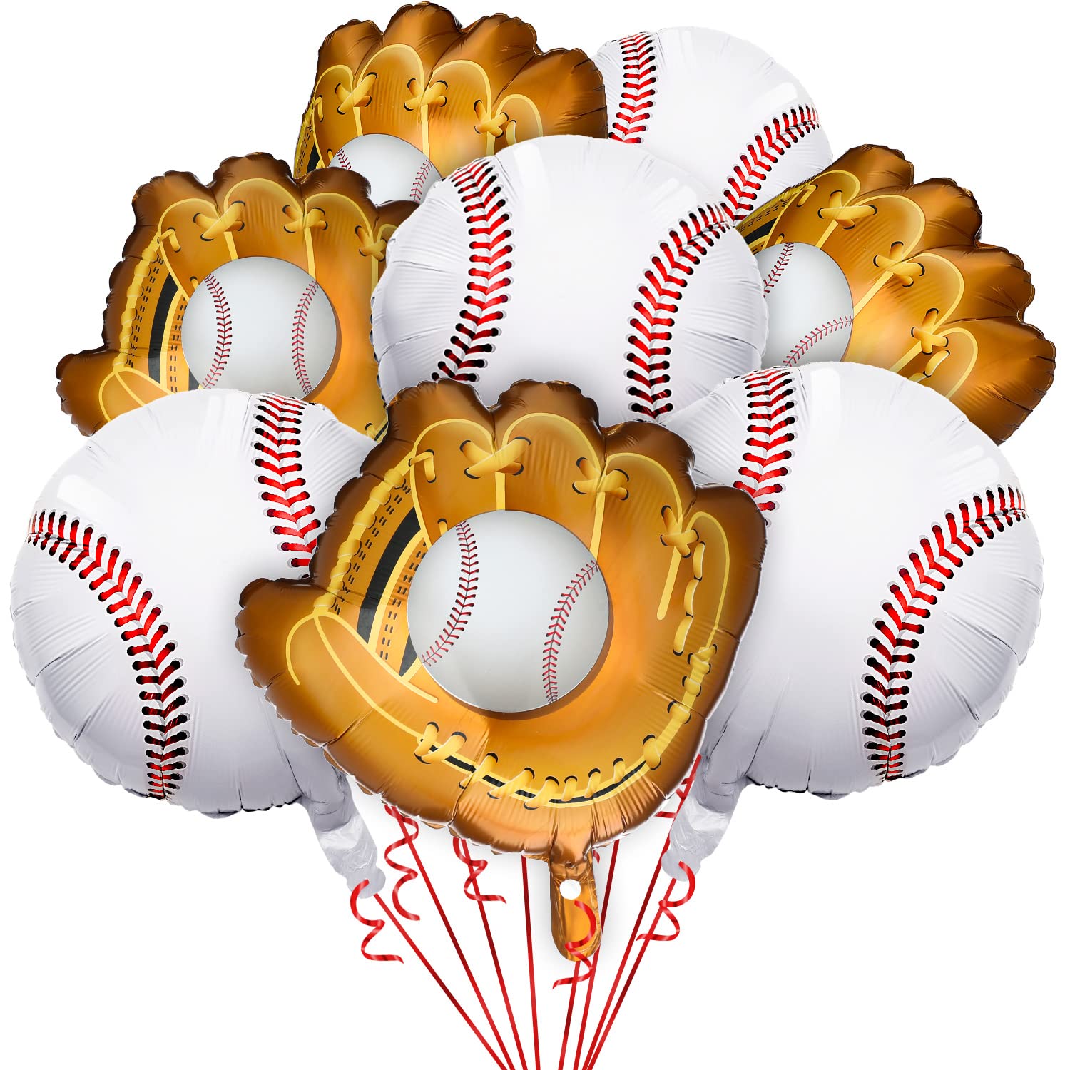 Skylety 18-inch baseball balloons create vibrant round decor for sports-themed parties.