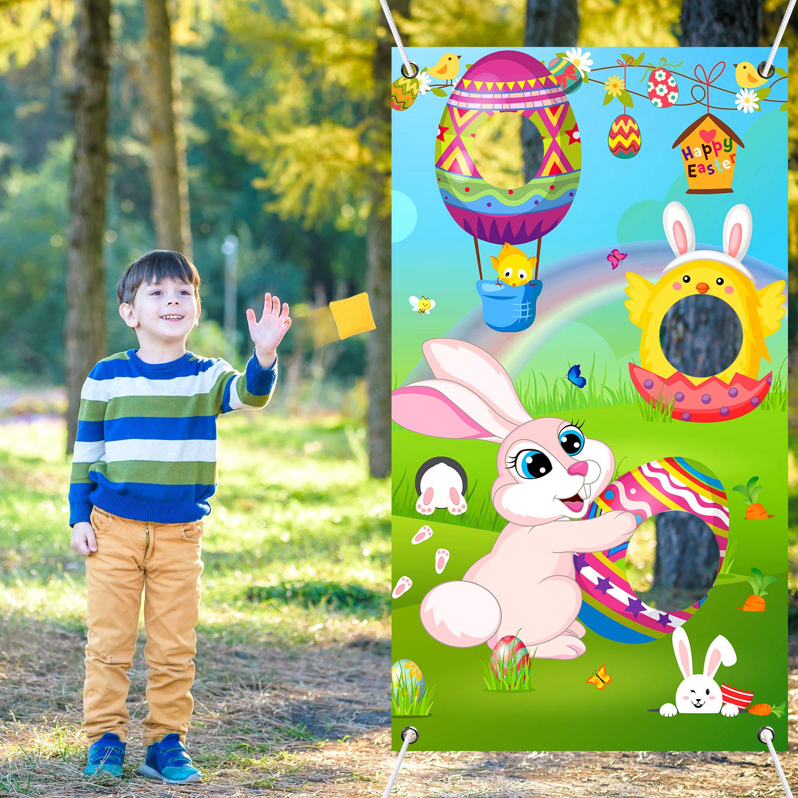 Skylety Easter banner durable fabric for repeated use and long-lasting celebration.