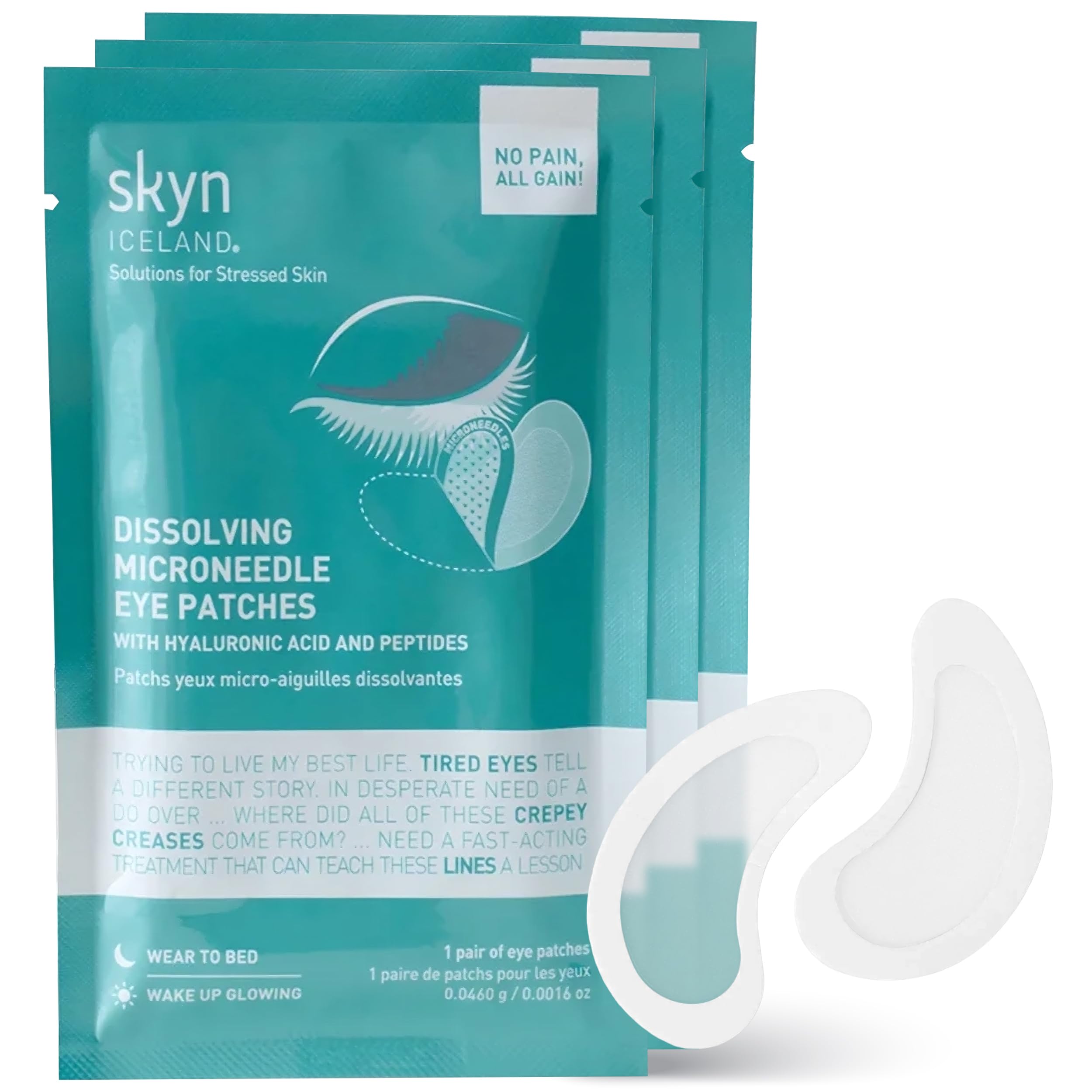 Skyn ICELAND dissolving microneedle under-eye patches close-up for hydration