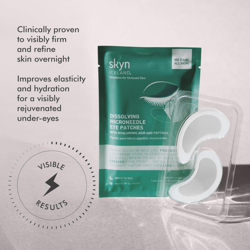 Skyn ICELAND patch with hyaluronic acid and peptides on skin