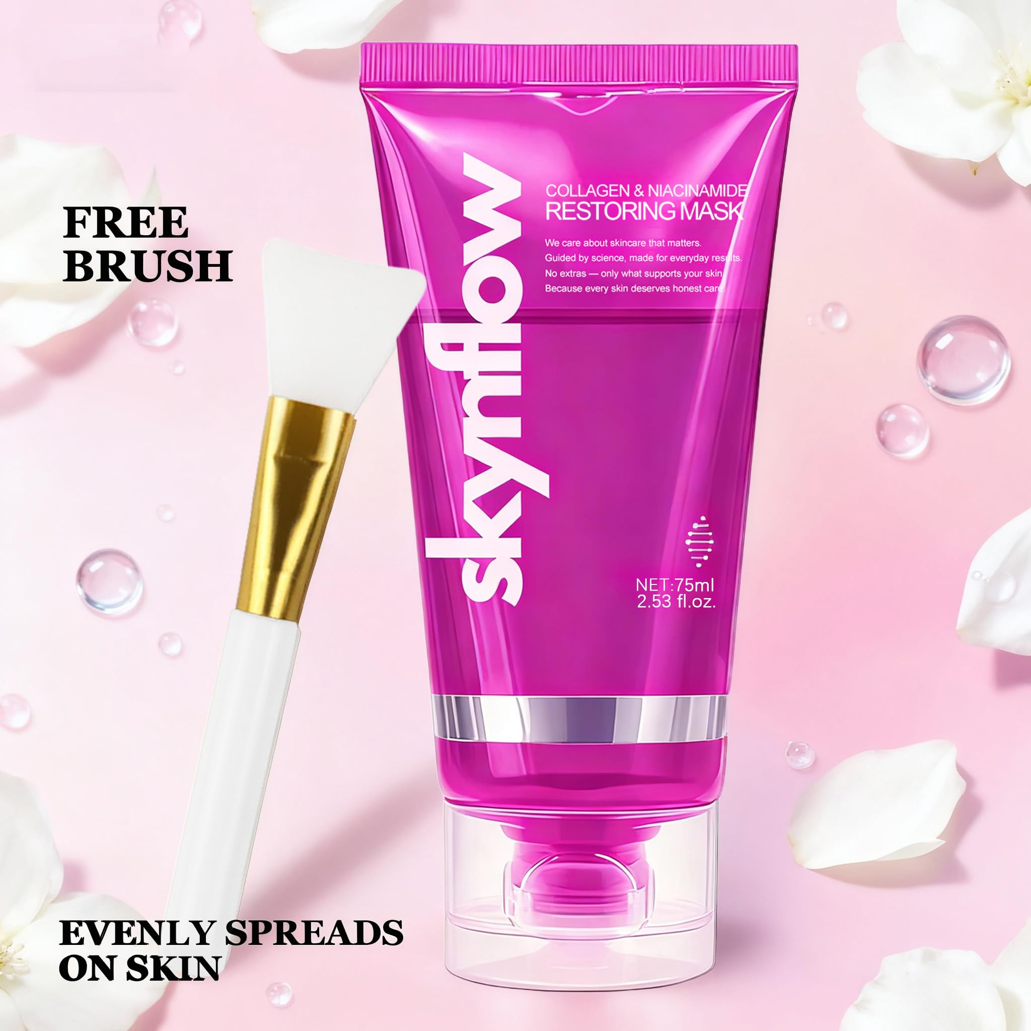Skynflow peel-off action reveals refreshed skin with minimal residue.