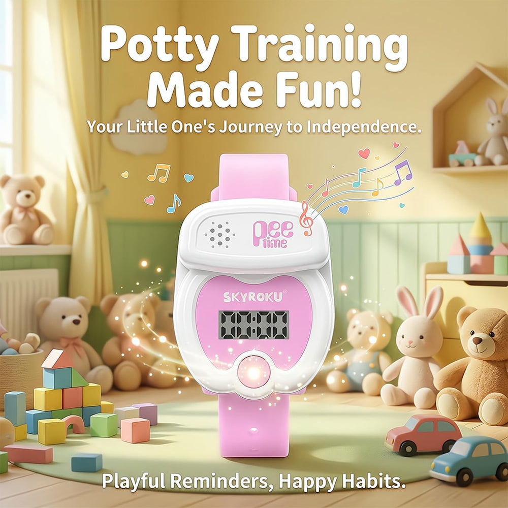 SKYROKU Potty Watch splash-resistant design withstands daily play.